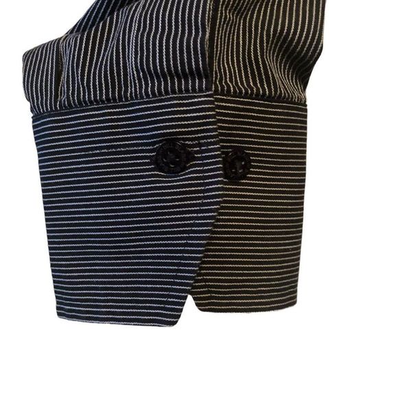 Bill Blass Pinstripe Shirt w/roll up sleeve button and tab, Size L - Picture 7 of 10